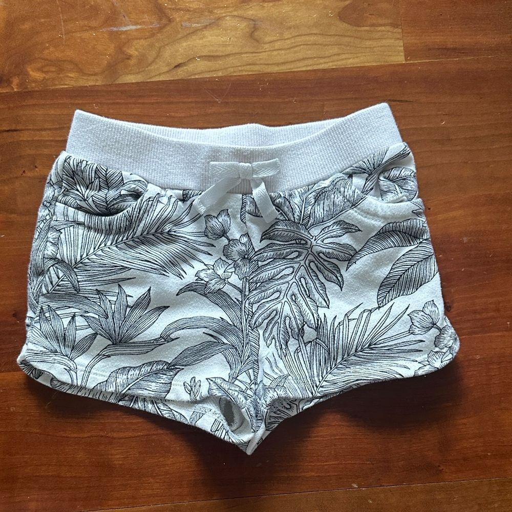 Janie and Jack White and Black Tropical Print Shorts